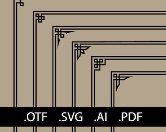 6 decorative vintage borders - SVG and Font