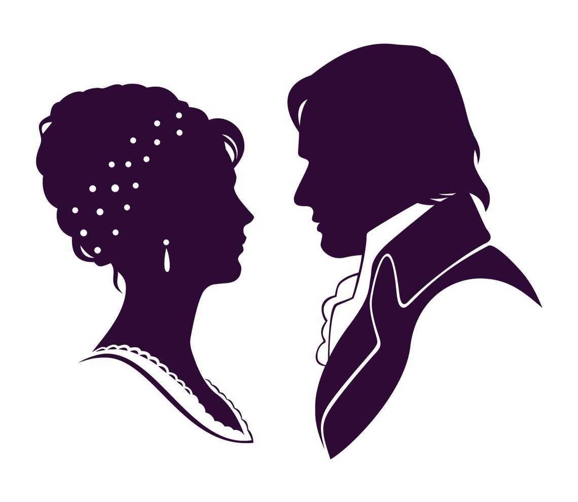 Pride and Prejudice Elizabeth and Darcy silhouettes with