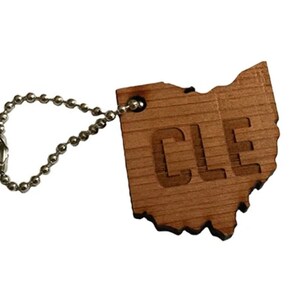 Cleveland Ohio CLE Reclaimed Wood Keychain