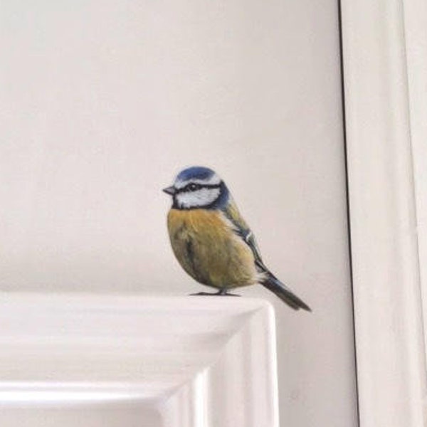 Blue Tit wall sticker taken from my original painting and individually hand cut to shape. Removable and easy to reposition matt vinyl.