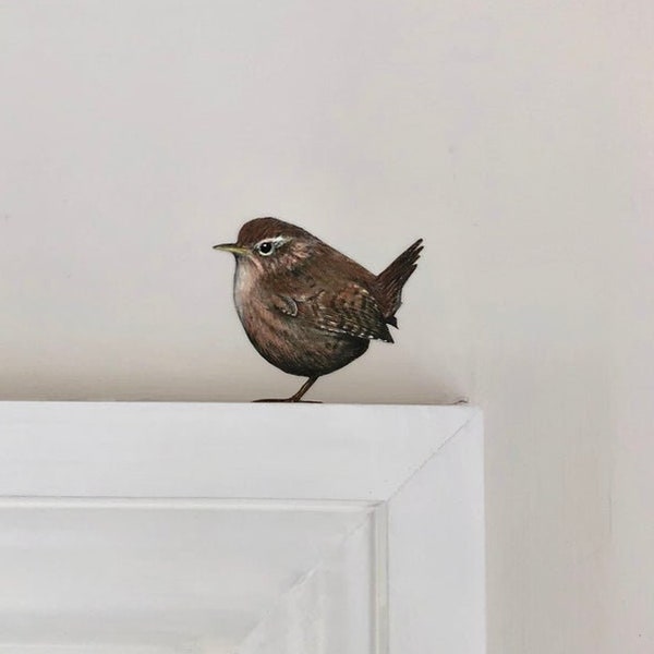 Wren wall sticker taken from my original painting and individually hand cut to shape. Removable and easy to reposition matt vinyl.