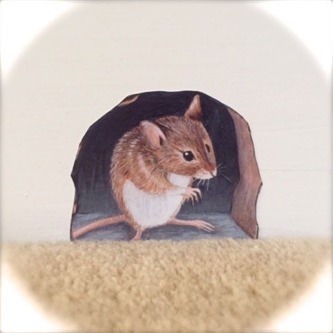 Mouse in hole wall sticker taken from my original painting and indivi…