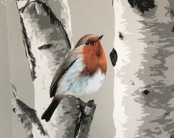 Robin wall sticker taken from my original painting and individually hand cut to shape. Removable and easy to reposition matt vinyl.