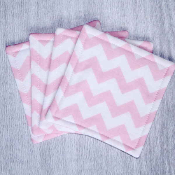 Fabric Coasters - Cloth Coasters - Pink Chevron Cloth Coaster Set