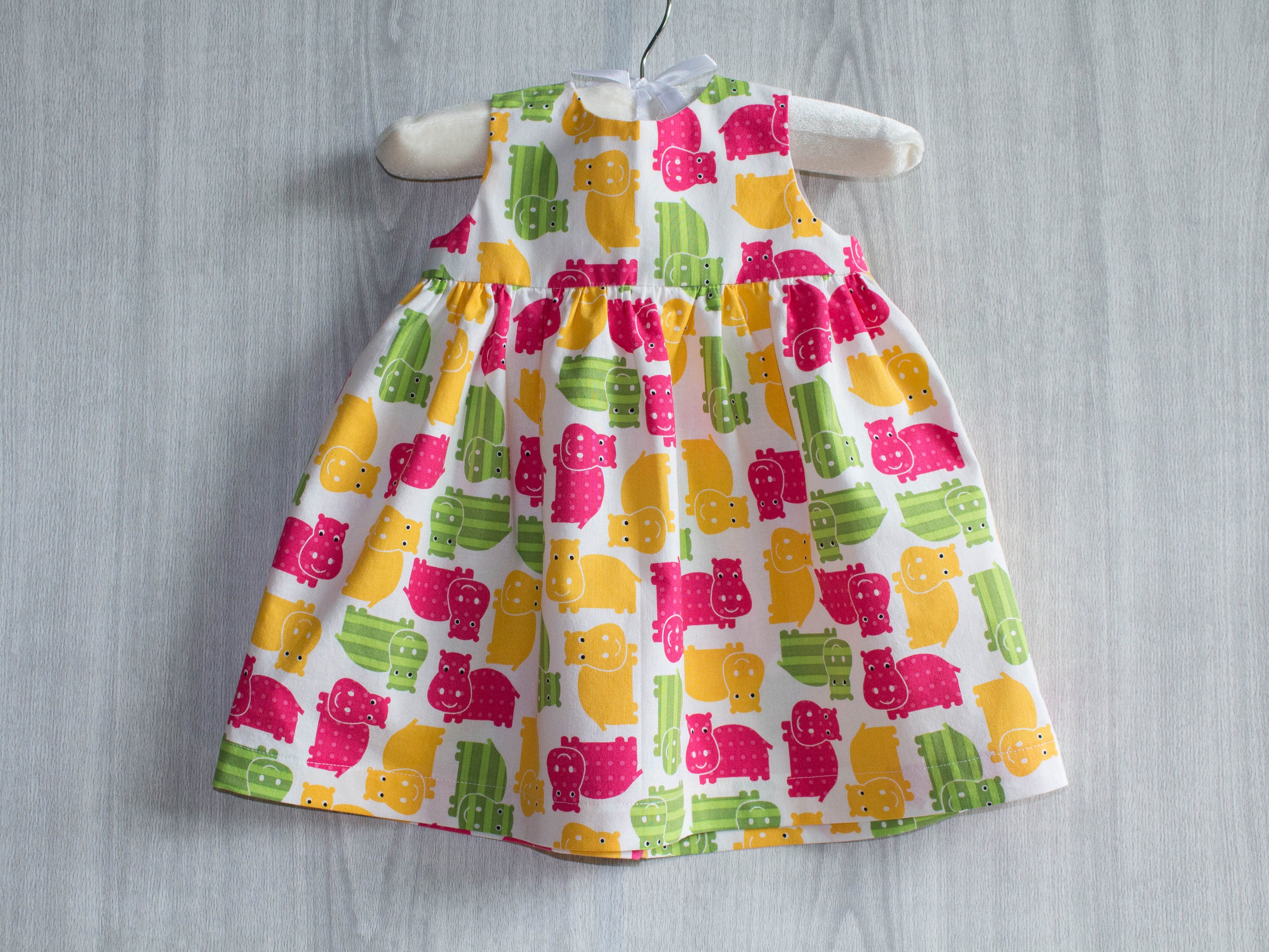 Hippo Baby Girl Dress Infant Dress Newborn Dress Toddler Etsy