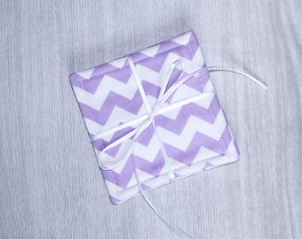 Fabric Coasters - Cloth Coasters - Purple Chevron Cloth Coaster Set