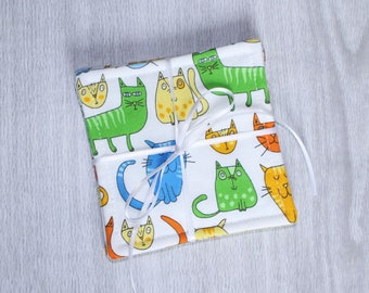 White Cat Cloth Drink Coasters - Cloth Coasters - Fabric Coaster Set