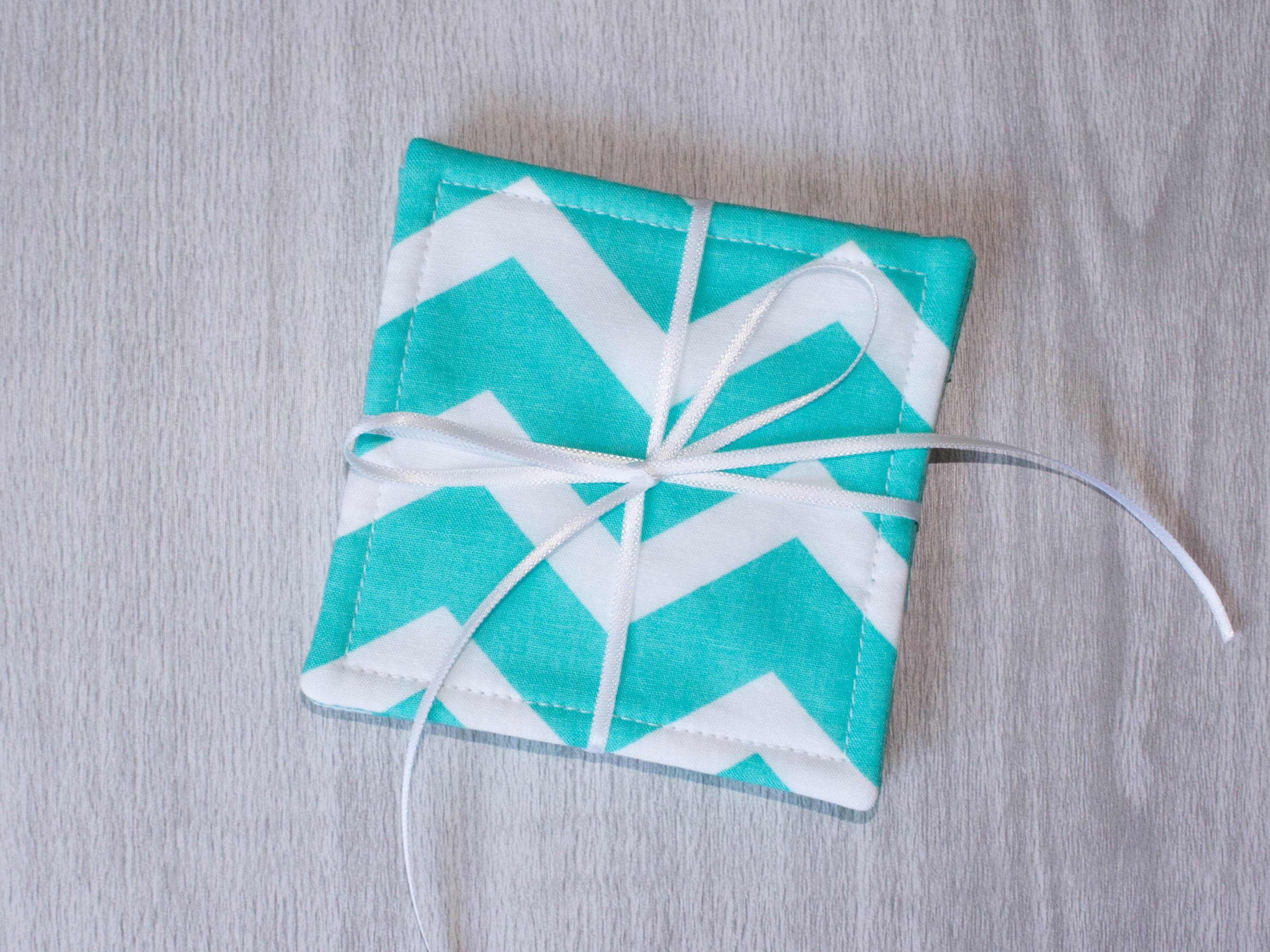 Fabric Coasters Cloth Coasters Teal Chevron Cloth Coaster Etsy
