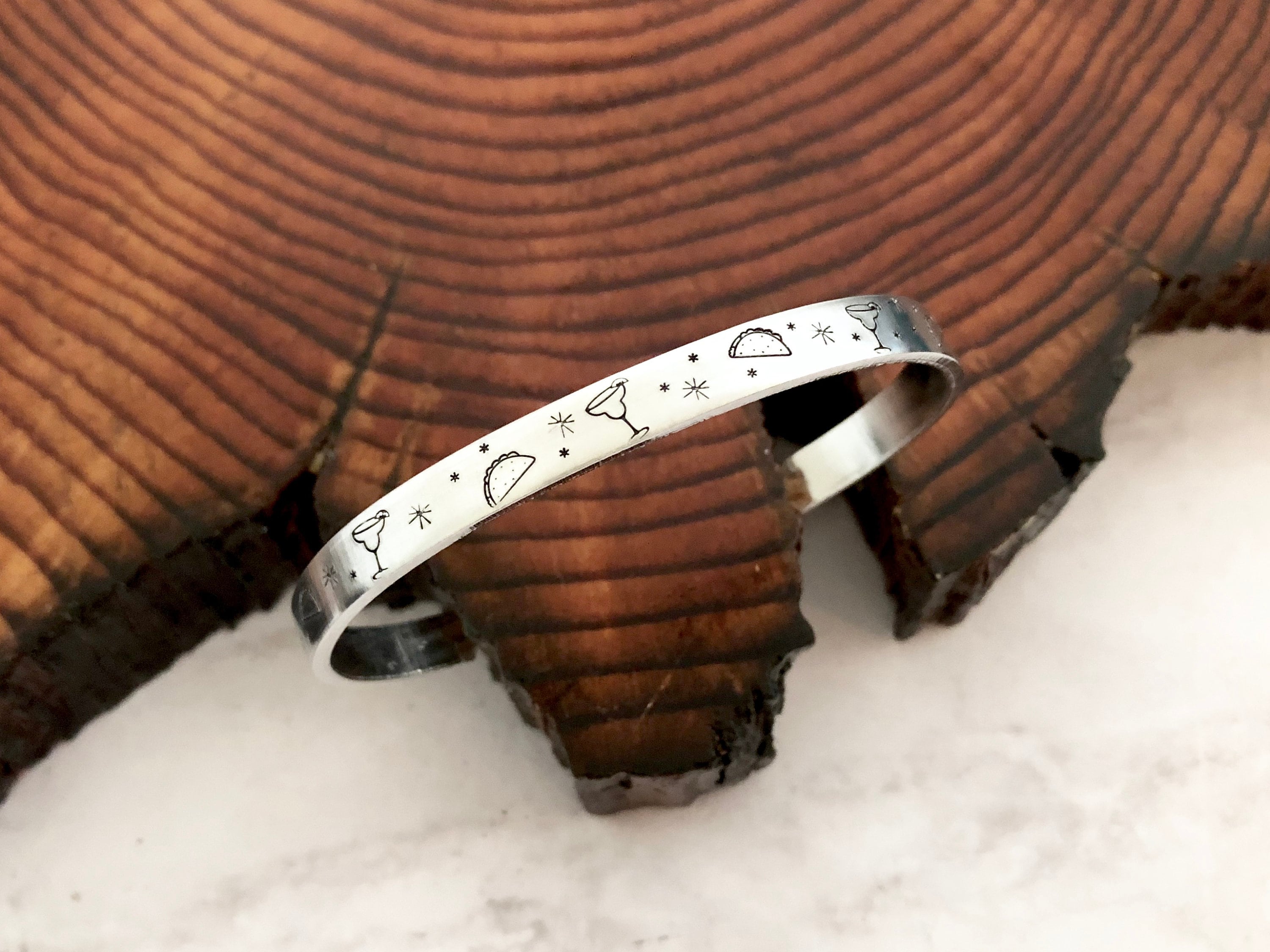 Stylish Stamped Adjustable Aluminum Bracelet