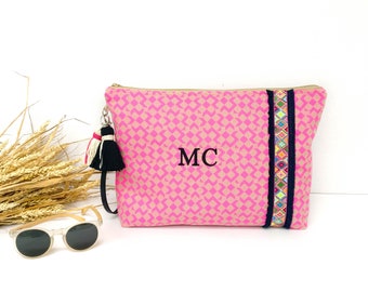 Monogramm Geldbörse, Monogramm Clutch, Reißverschlusstasche, Canvas Handtasche, Canvas Geldbörse, Initial Clutch Tasche, bestickte Monogramm Geldbörse, personalisiert