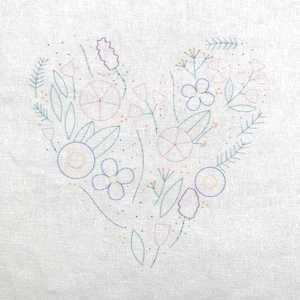 Printed Fabric for Floral Heart Embroidery image 1