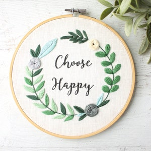 Choose Happy PDF Hand Embroidery Pattern image 1