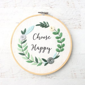 Choose Happy PDF Hand Embroidery Pattern image 3