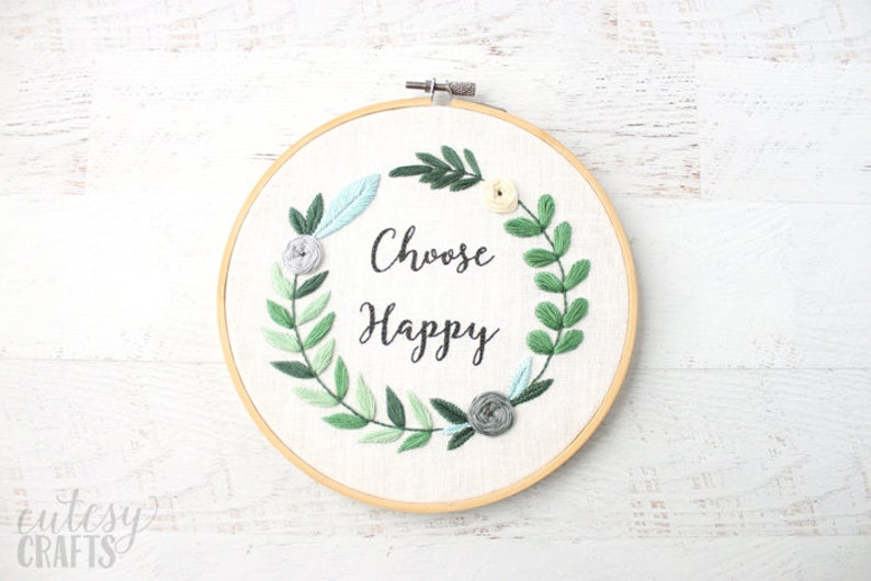 Choose Happy PDF Hand Embroidery Pattern image 3