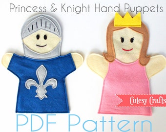 Felt Hand Puppets Pattern - Princess and Kinght