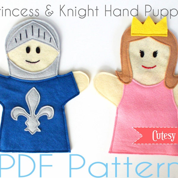 Felt Hand Puppets Pattern - Princess and Kinght