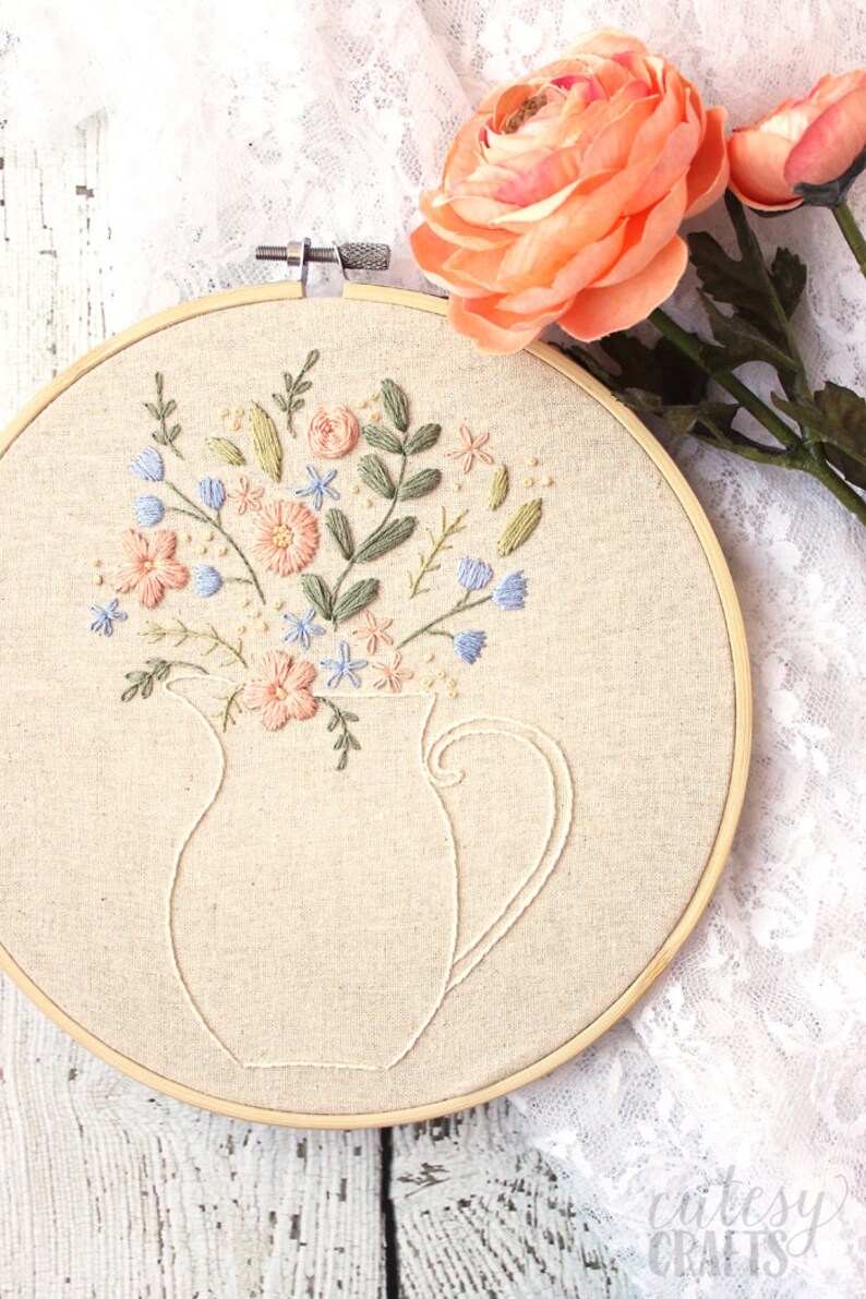 Flower Pitcher PDF Hand Embroidery Pattern image 3