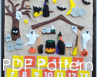 Build-A-Scene Halloween Countdown Calendar  PDF Pattern