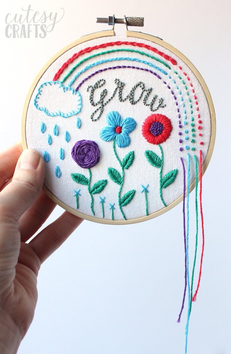 Rainbow Sampler PDF Hand Embroidery Pattern image 1