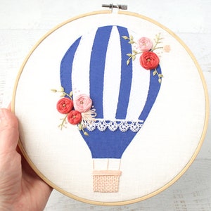 Hot Air Balloon PDF Hand Embroidery Pattern image 1