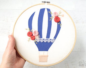 Hot Air Balloon PDF Hand Embroidery Pattern