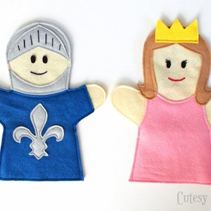 Felt Hand Puppets Pattern Princess and Kinght image 2