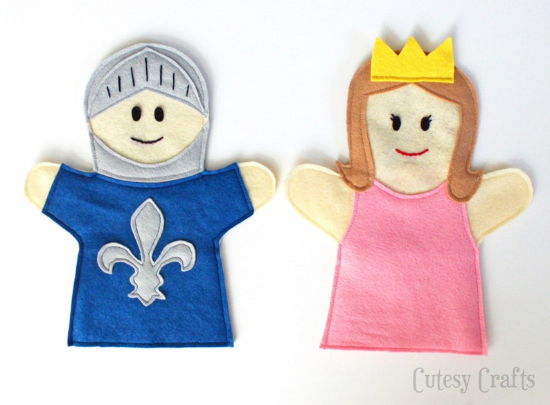 Felt Hand Puppets Pattern Princess and Kinght image 2