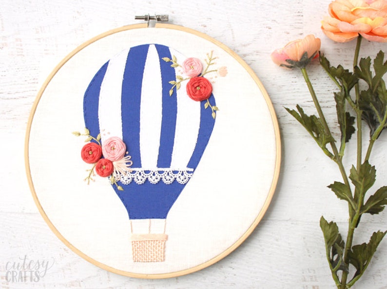 Hot Air Balloon PDF Hand Embroidery Pattern image 3