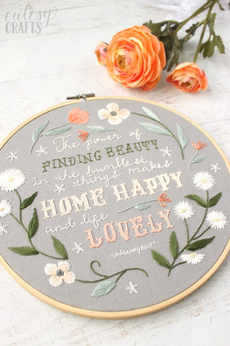 Home Happy PDF Hand Embroidery Pattern image 1