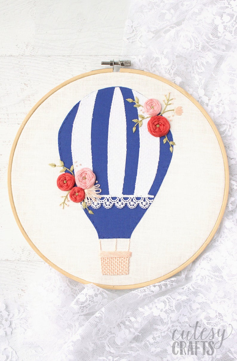 Hot Air Balloon PDF Hand Embroidery Pattern image 2