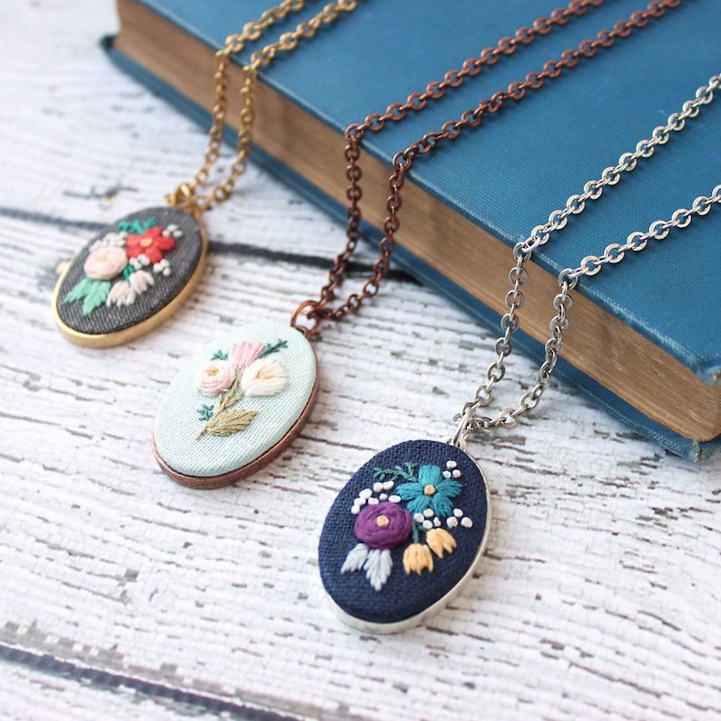 Large Oval Embroidery Necklace Kit Pendant Frame for Etsy