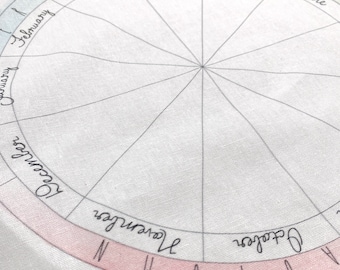 Phenology Wheel Printed Fabric for Embroidery