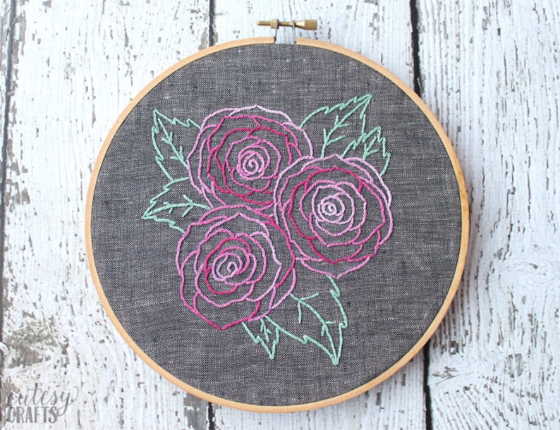 Roses Outline PDF Hand Embroidery Pattern image 1