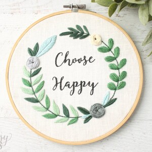 Choose Happy PDF Hand Embroidery Pattern image 2