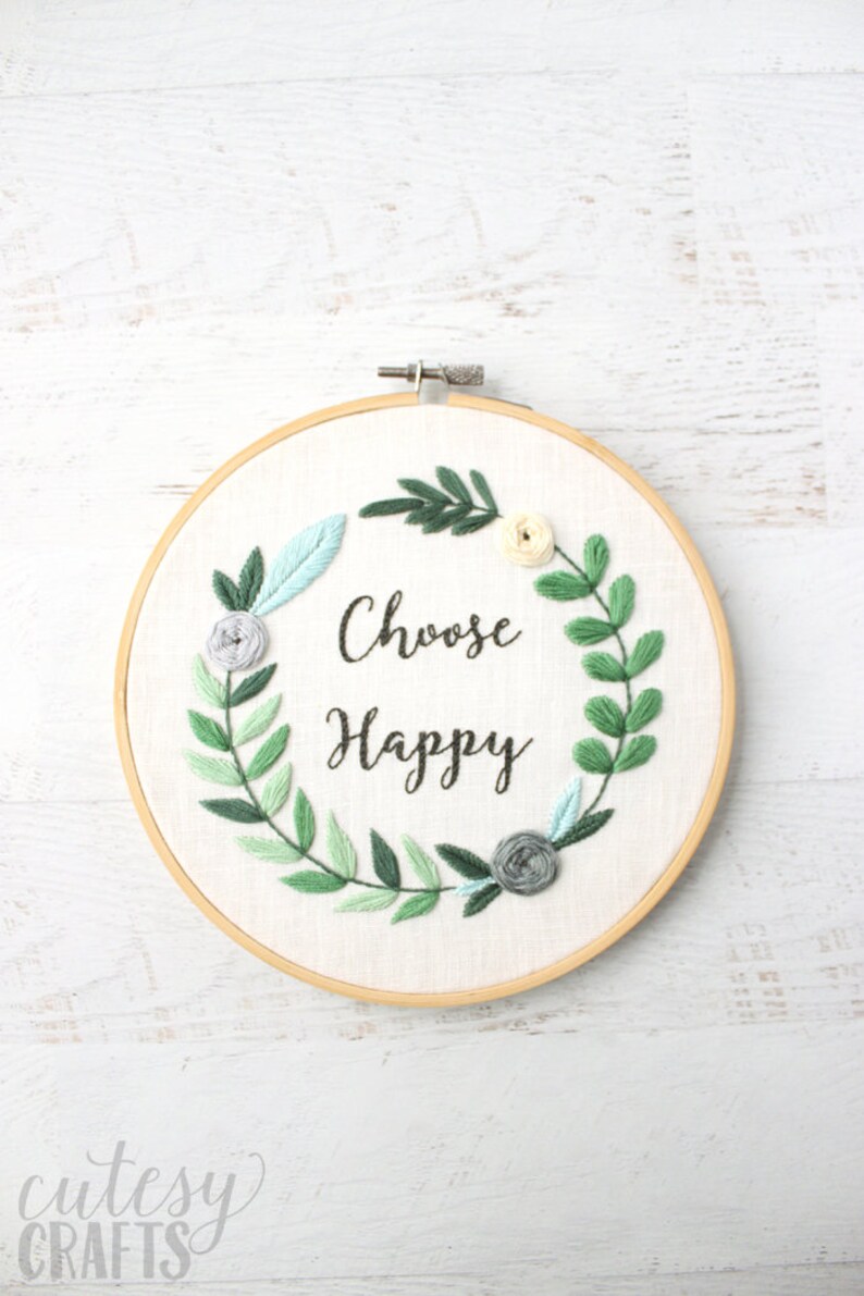 Choose Happy PDF Hand Embroidery Pattern image 4