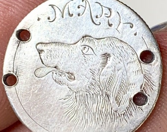 Victorian Love Token, Engraved Dog, “Mary”, 1886 Liberty Dime