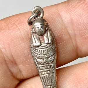 Vintage Sterling Egyptian Pharaoh Charm, Sarcophagus, Mummy Pendant
