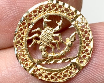 Ciondolo Scorpione in oro 14k, ciondolo zodiacale vintage, gioielleria raffinata