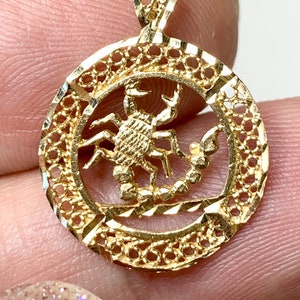 14k Gold Scorpio Charm, Vintage Zodiac Pendant, Fine Jewelry