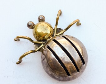 Vintage Spider Pin Sterling silver Jade Jadite? Vintage jewelry Bug Collectible Jewelry runway fashion LA eb