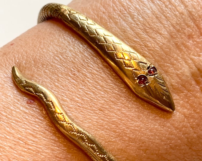 Egyptian Snake Bracelet. Brass With Ruby Eyes. Artisan Made Etsy
