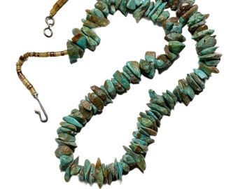 Old Pawn Turquoise Nugget and Heishi Bead Necklace, 18”