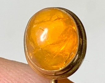 Art Nouveau 10k Gold Stick Pin, with Orange Opal, Lapel or Hat Pin
