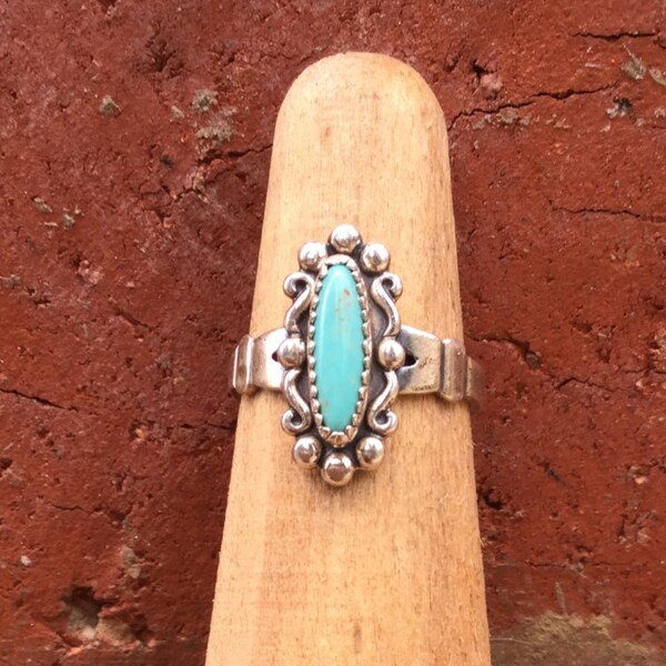 Trading Company Türkis SCHELLENRING Sz 4,25 Jahrgang Native unterzeichnet Schmuck Sterling Silber. alte Bauern. toter Bauer. Handelsposten. Festival-boho