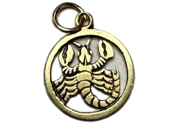 Colgante vintage de Escorpio en oro de 14k, colgante del zodiaco