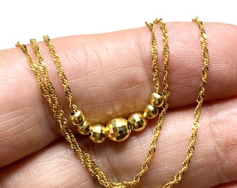 Vintage 14k Gold Add a Bead necklace, 17” Chain, with Graduated Beads