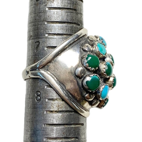 Old Pawn Sputnik Ring, Green + Blue Turquoise, St… - image 3