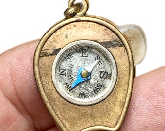 Vintage Compass Pendant, Japan, Pocket Watch Fob