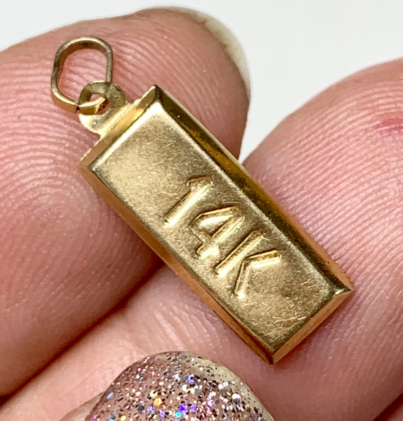 14k gold bullion bar Pendant hollow charm Vintage Gold Etsy
