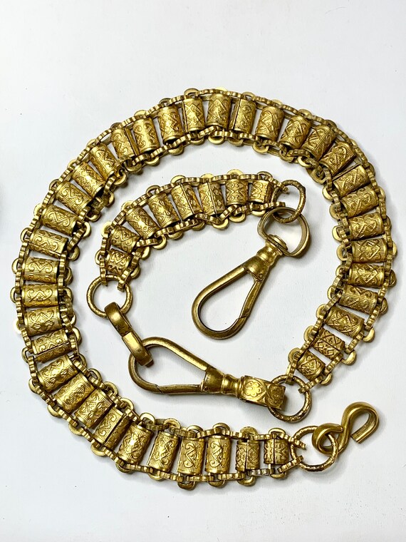 Antique Gold book chain Necklace. wide link choker